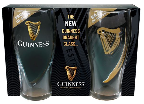 Guinness 20OZ Glasses Twin Pack Embossed