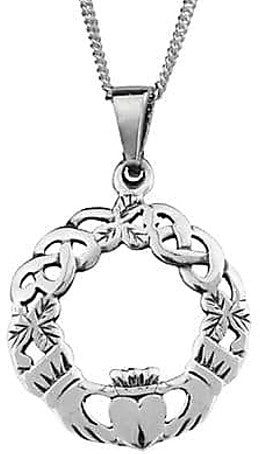 Claddagh Celtic Pendant -Sterling Silver