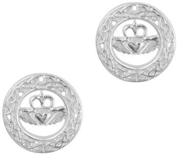 Claddagh Earrings -  Sterling Silver Studs