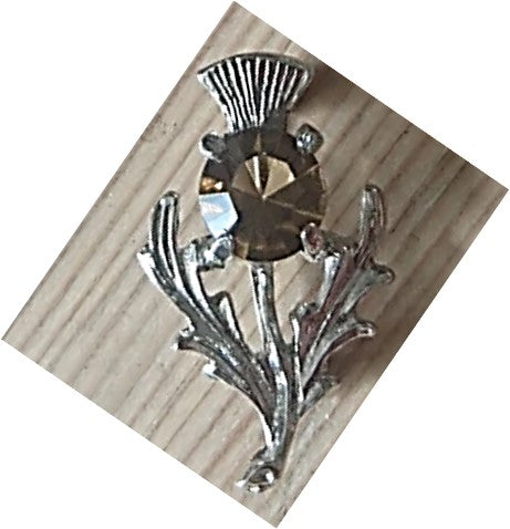 Brooch - Chrome PLated with Faux Cairngorm Stone