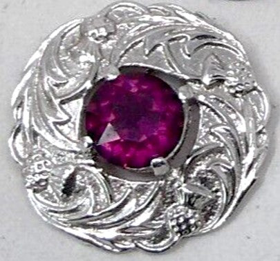 Brooch - Silver Tone with Faux Amethyst