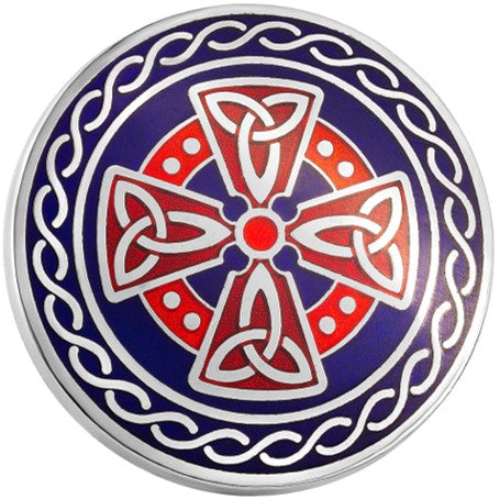 Brooch - Celtic Cross Round Enamel