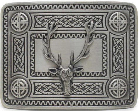 Kilt Buckle - Celtic Stag Antique