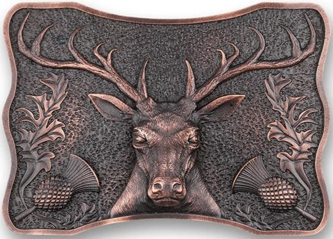 Kilt Buckle - Stag, in Chocolate Bronze Pewter