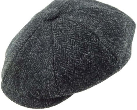 Shelby Flat Cap - Harris Tweed Charcoal Herringbone