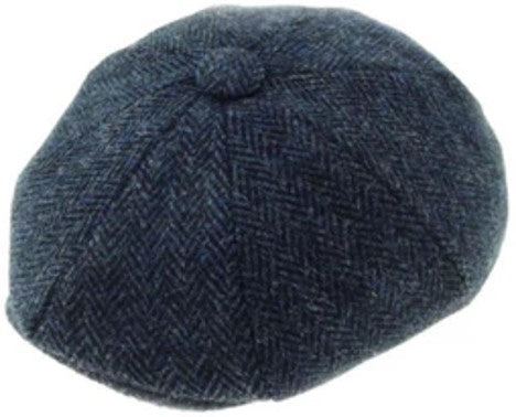 Shelby Flat Cap - Harris Tweed Navy Herringbone