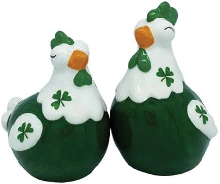 Salt & Pepper Shakers - Hens with Shamrocks