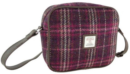 Harris Tweed Handbag - Almond  - Raspberry