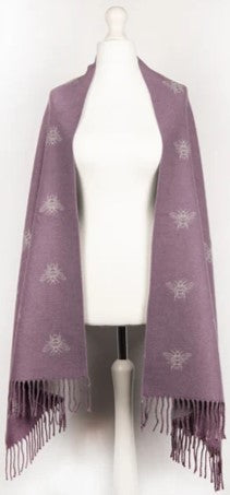 Scarf - Super Soft Jacquard Scarf - Busy Bee Mulberry