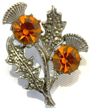 Brooch - Silver tone _ Thistles