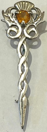 Kilt Pin- Sterling Silver & Cairngorm by Malcolm Gray Ortak 1960s