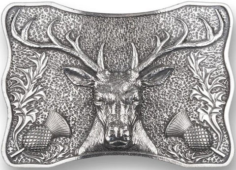 Kilt Buckle - Highland Stag, Polished Bronze Pewter